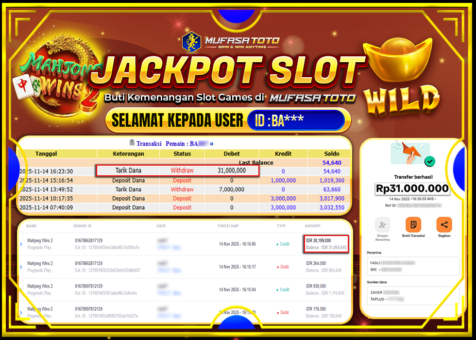 MUFASATOTO JACKPOT PRAGMATIC PLAYRp.31.000.000|LUNAS